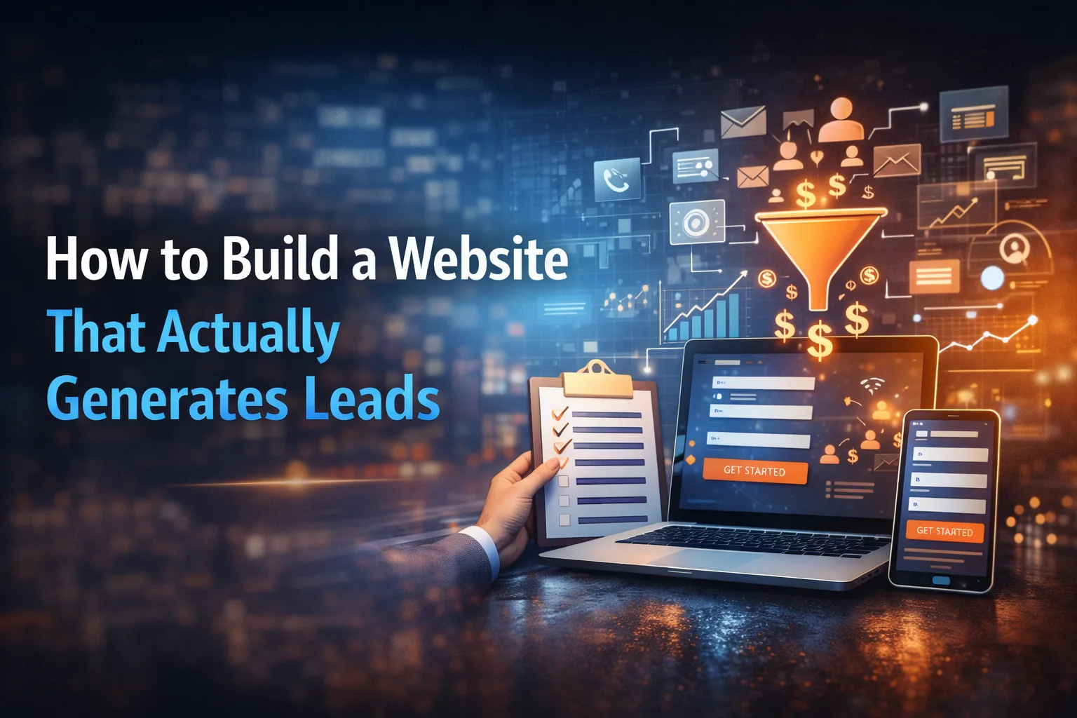 business owner reviewing a website lead generation system built for conversions