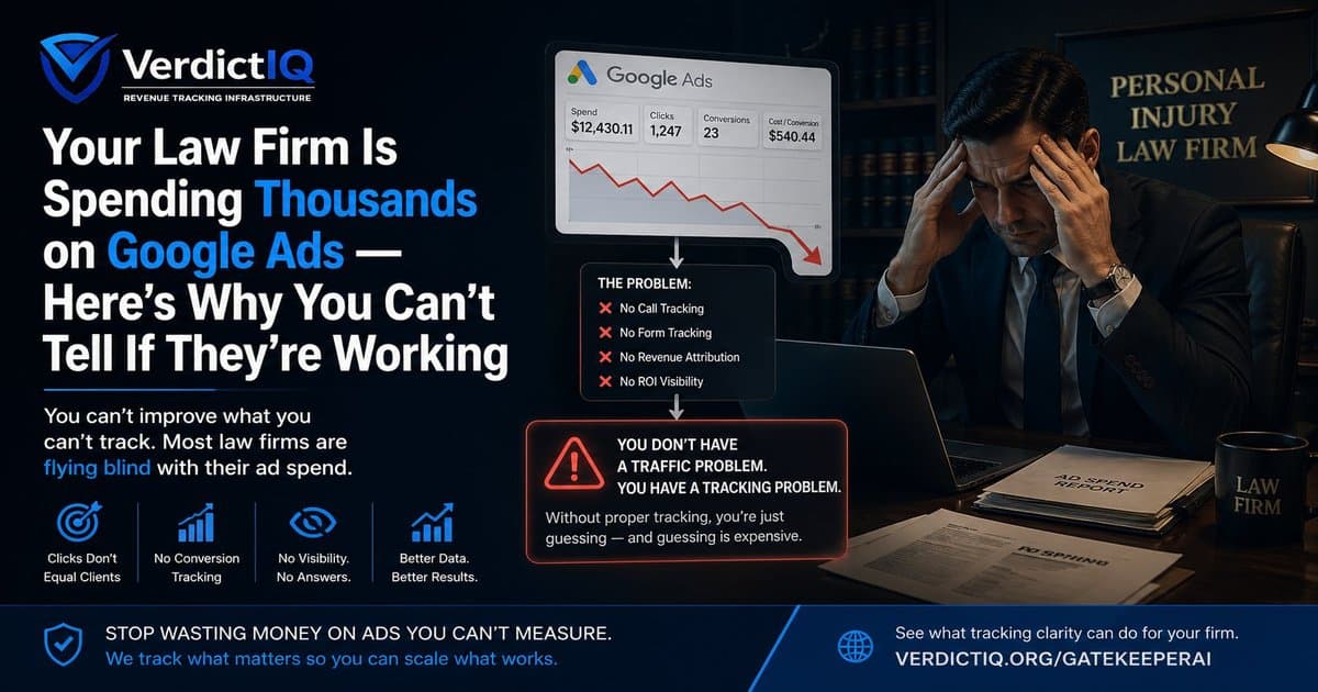 Law firm Google Ads dashboard showing conversion tracking setup